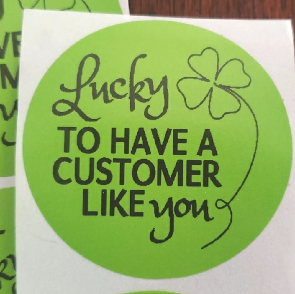 3/$15 THANK YOU STICKERS Green Large Round 2 Inch St. Patrick's Day Set of 50